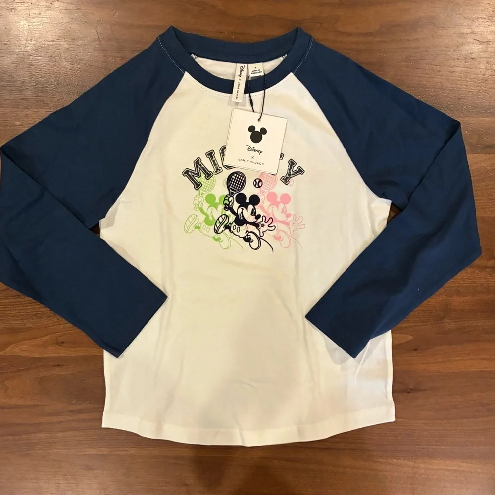 NWT- Janie and Jack Mickey Mouse Raglan Shirt (Size 6) - Picture 2 of 4